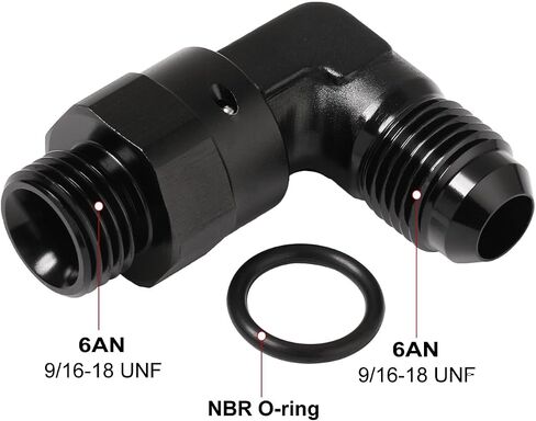 8AN Male Flare to 8AN -8 ORB O-ring Boss 90 Degree Swivel Fitting Adapter Aluminum Black in Saudi Arabia