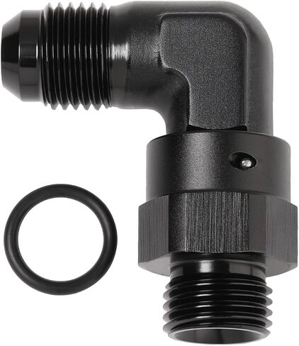 8AN Male Flare to 8AN -8 ORB O-ring Boss 90 Degree Swivel Fitting Adapter Aluminum Black in Saudi Arabia