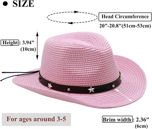 Straw Cowboy Hat for Kids Age 3-5 Cowgirl Hat for Girl Sun Hat for Toddler Summer Western Hat for Boy in Saudi Arabia