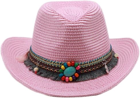 Straw Cowboy Hat for Kids Age 3-5 Cowgirl Hat for Girl Sun Hat for Toddler Summer Western Hat for Boy in Saudi Arabia