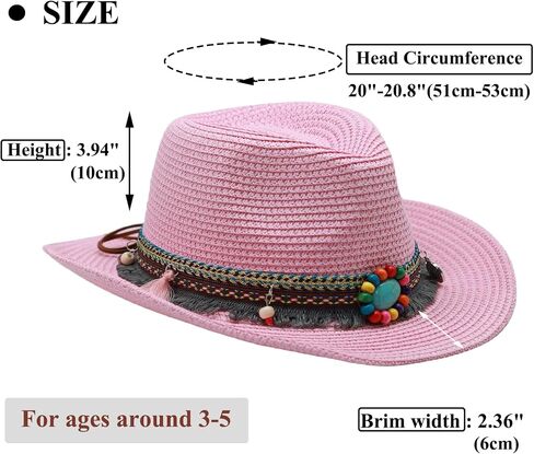 Straw Cowboy Hat for Kids Age 3-5 Cowgirl Hat for Girl Sun Hat for Toddler Summer Western Hat for Boy in Saudi Arabia