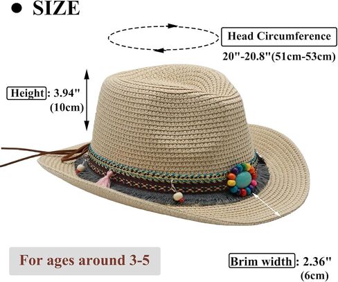 Straw Cowboy Hat for Kids Age 3-5 Cowgirl Hat for Girl Sun Hat for Toddler Summer Western Hat for Boy in Saudi Arabia