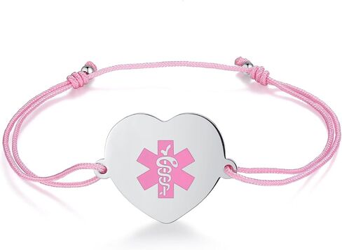 LinnaLove Medical Alert Bracelet for Women Adjustable Handmade Cord Medical ID Bracelets with Personalized Engraved in Saudi Arabia