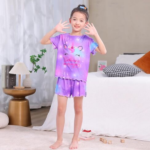 Mhjy Girls Pajama يضع قميصًا قميصًا قصيرًا من الأكمام القصير القصيرة. in Kuwait