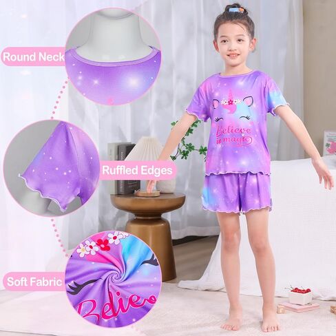 Mhjy Girls Pajama يضع قميصًا قميصًا قصيرًا من الأكمام القصير القصيرة. in Kuwait