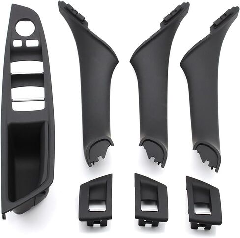 7PCS Door Handle for BMW 5 Series F10 F11 Driver Side Front Left Armrest Window Lift Switch Passenger Door Cover Inside Pull Handle Replacement for BMW 520 523 525 528 535 (Black) in Saudi Arabia