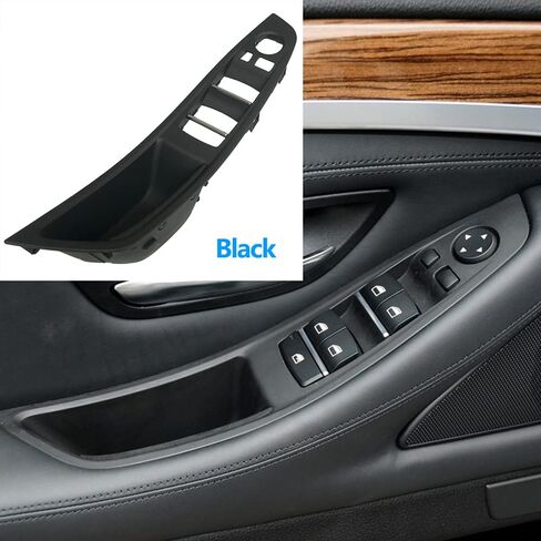 7PCS Door Handle for BMW 5 Series F10 F11 Driver Side Front Left Armrest Window Lift Switch Passenger Door Cover Inside Pull Handle Replacement for BMW 520 523 525 528 535 (Black) in Saudi Arabia