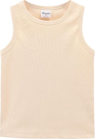 Noomelfish Girls Ribbed Racerback Tank Tops Cotton Cute Basic Dance Sleeveless Shirts (4-12 Years) in Saudi Arabia