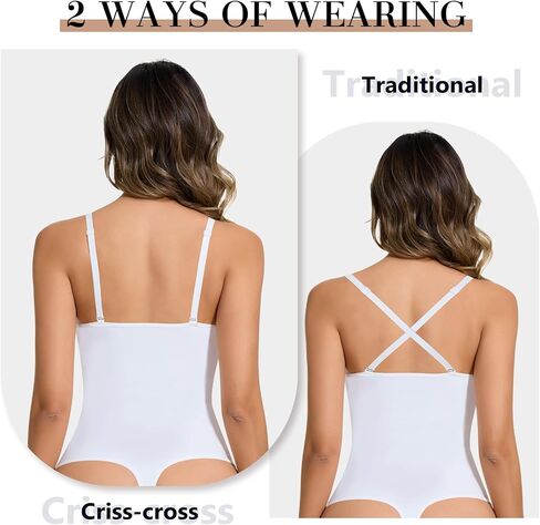 Deep V Bodysuit for Women Thong Shapewear Tummy Control Low Back Shapewear for Women in Saudi Arabia