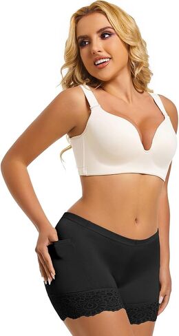 materasu 2 Pack Slip Shorts: for Women with Pocket,Stretchy Soft Under Shorts for Everyday Comfort & Layering in Saudi Arabia