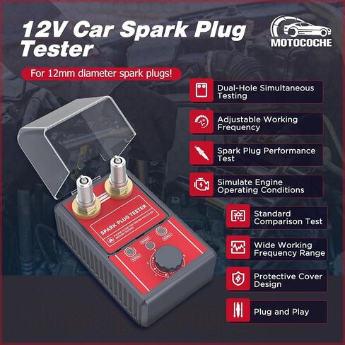 SPARK PLUP TESTER 2 HOLE ، TESTER COOL TESTER 0-6000 دورة في الدقيقة قابلة للتعديل ، كاشف محلل سدادات الإشعال لمركبات البنزين 12 فولت in Kuwait