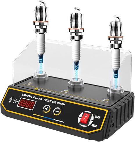 Spark Plug Tester 2 Hole, Ignition Coil Tester 0-6000rpm Adjustable Frequency, Ignition Plug Analyzer Detector for 12V Gasoline Vehicles in Kuwait