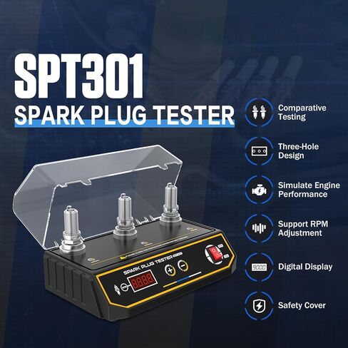 Spark Plug Tester 2 Hole, Ignition Coil Tester 0-6000rpm Adjustable Frequency, Ignition Plug Analyzer Detector for 12V Gasoline Vehicles in Kuwait