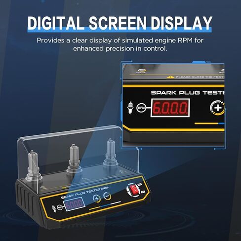 Spark Plug Tester 2 Hole, Ignition Coil Tester 0-6000rpm Adjustable Frequency, Ignition Plug Analyzer Detector for 12V Gasoline Vehicles in Kuwait