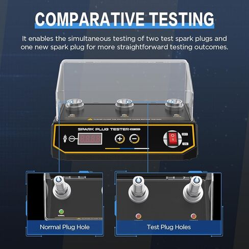 Spark Plug Tester 2 Hole, Ignition Coil Tester 0-6000rpm Adjustable Frequency, Ignition Plug Analyzer Detector for 12V Gasoline Vehicles in Kuwait