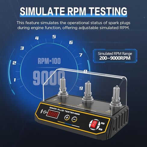 Spark Plug Tester 2 Hole, Ignition Coil Tester 0-6000rpm Adjustable Frequency, Ignition Plug Analyzer Detector for 12V Gasoline Vehicles in Kuwait