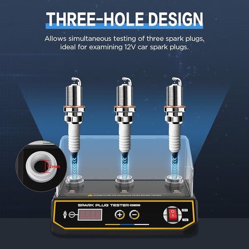 Spark Plug Tester 2 Hole, Ignition Coil Tester 0-6000rpm Adjustable Frequency, Ignition Plug Analyzer Detector for 12V Gasoline Vehicles in Kuwait