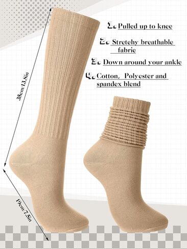 12 Pairs Women Slouch Socks Bulk Cotton Scrunch Stacked Boot Socks for Women Girls in Kuwait