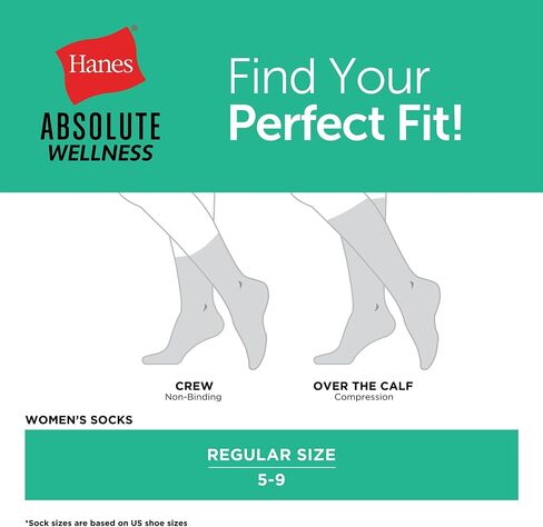 Hanes Women's Non-Binding Crew Socks, Absolute Wellness Non-Restrictive Cushioned Socks for Women, 4-Pack in Saudi Arabia