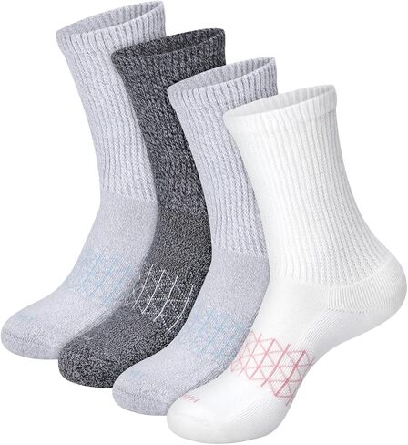 Hanes Women's Non-Binding Crew Socks, Absolute Wellness Non-Restrictive Cushioned Socks for Women, 4-Pack in Saudi Arabia