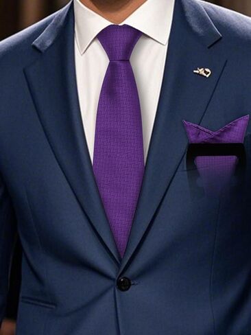 Mantieqingway Solid Color Tie Sets for Men Necktie with Pocket Square and Holder Formal Wedding New Year Graduation in Saudi Arabia