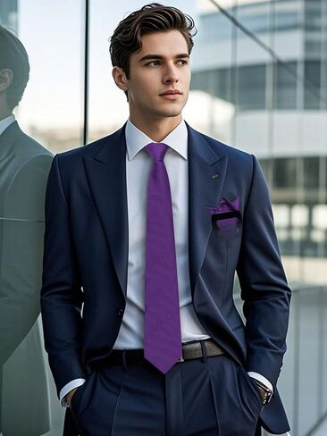Mantieqingway Solid Color Tie Sets for Men Necktie with Pocket Square and Holder Formal Wedding New Year Graduation in Saudi Arabia