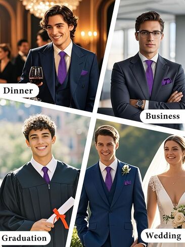 Mantieqingway Solid Color Tie Sets for Men Necktie with Pocket Square and Holder Formal Wedding New Year Graduation in Saudi Arabia