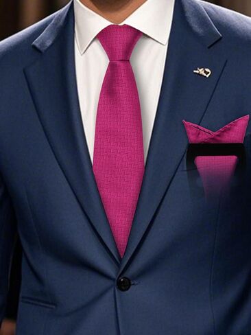 Mantieqingway Solid Color Tie Sets for Men Necktie with Pocket Square and Holder Formal Wedding New Year Graduation in Saudi Arabia