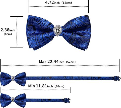DiBanGu Men's Paisley Floral Bow Ties Pre-Tied Pocket Square Cufflinks Set Wedding Formal in Saudi Arabia