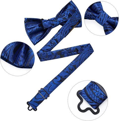DiBanGu Men's Paisley Floral Bow Ties Pre-Tied Pocket Square Cufflinks Set Wedding Formal in Saudi Arabia