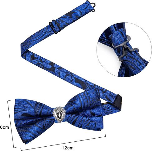 DiBanGu Men's Paisley Floral Bow Ties Pre-Tied Pocket Square Cufflinks Set Wedding Formal in Saudi Arabia