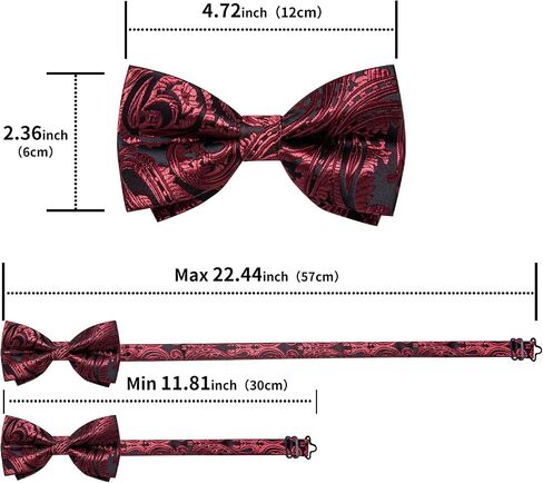 DiBanGu Men's Paisley Floral Bow Ties Pre-Tied Pocket Square Cufflinks Set Wedding Formal in Saudi Arabia