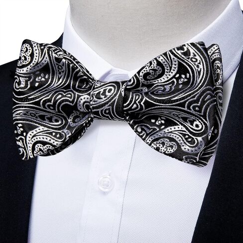 DiBanGu Silk Bow Ties for Men Striped Solid Paisley Self Bowtie and Pocket Square Cufflinks Formal Tuxedo Bowtie Set Wedding in Saudi Arabia