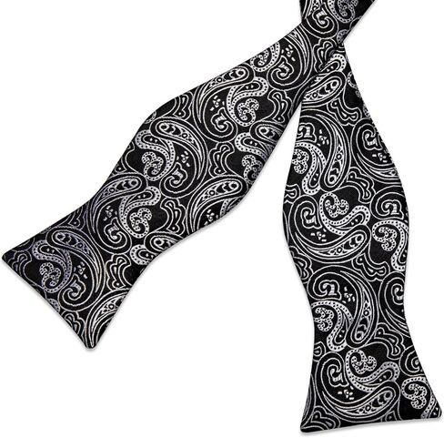 DiBanGu Silk Bow Ties for Men Striped Solid Paisley Self Bowtie and Pocket Square Cufflinks Formal Tuxedo Bowtie Set Wedding in Saudi Arabia