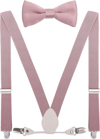 Mens' Boys' Suspenders and Bowtie Set Elastic for Wedding in Kuwait