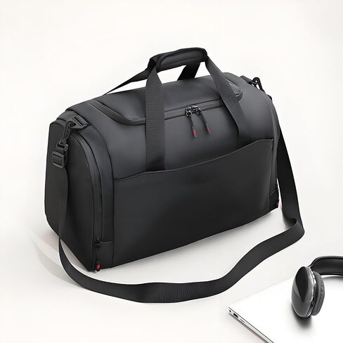 Gym Bag for Men with Shoe Compartment – Small Sports Duffle Bag, Lightweight Workout Duffel, Water-Resistant Sport Bag for Travel & Gym Use (Black) in Saudi Arabia