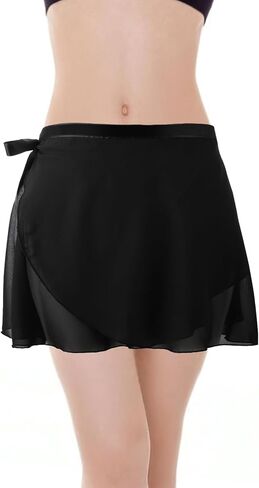 Lusofie Dance Skirts for Women with Elastic Ties Short Ballet Skirt Sheer Chiffon Adjustable Women's Ballet Wrap Skirt Adult in Kuwait