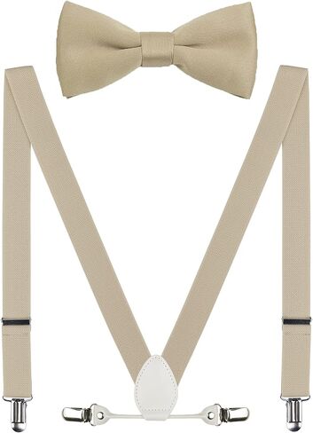 Mens' Boys' Suspenders and Bowtie Set Elastic for Wedding in Kuwait