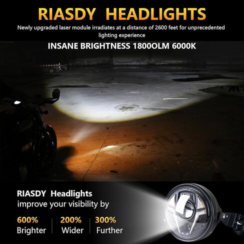 مصباح أمامي للدراجة النارية Riasdy 5 3/4 5.75 بوصة LED مع غطاء المصباح الأمامي ودعامة كهرماني DRL للدراجات النارية متوافق مع Kawasaki Shadow لدراجات سوزوكي النارية والدراجات المترية كروزر in Kuwait