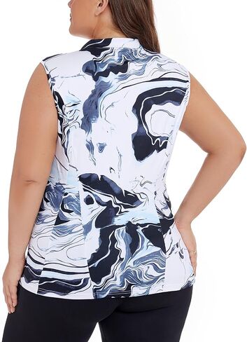 Plus Size Golf Polo Shirts for Women 1/4 Zip Up Quick Dry Sleeveless Workout Tank Tops XL-5XL in Saudi Arabia