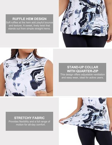 Plus Size Golf Polo Shirts for Women 1/4 Zip Up Quick Dry Sleeveless Workout Tank Tops XL-5XL in Saudi Arabia