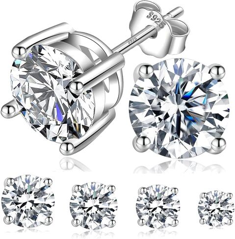 Jewelry Moissanite Stud Earrings For Women, 0.2-8CT Four-Prong S925 Sterling Silver Unisex Earring, (D Color VVS1 Clarity Moissanite) Hypoallergenic 14K White Gold/Gold Plated Earrings For Men Women Gift in Kuwait