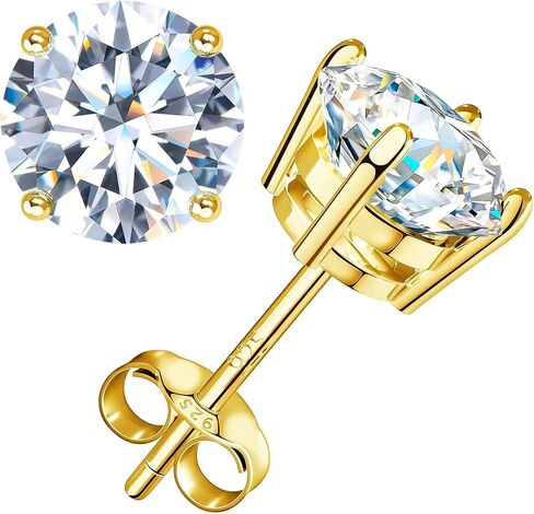 Jewelry Moissanite Stud Earrings For Women, 0.2-8CT Four-Prong S925 Sterling Silver Unisex Earring, (D Color VVS1 Clarity Moissanite) Hypoallergenic 14K White Gold/Gold Plated Earrings For Men Women Gift in Kuwait