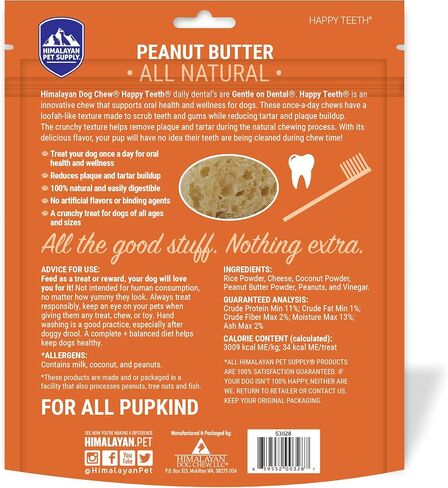 Himalayan Dog Chew Happy Teeth Spinach Dental Chews - Dog Teeth Cleaning, Dental Treats for Dogs, 100% Natural, Digestible, Removes Plaque and Tartar, Gluten, Soy, Lactose Free, 30 Day Supply in Saudi Arabia
