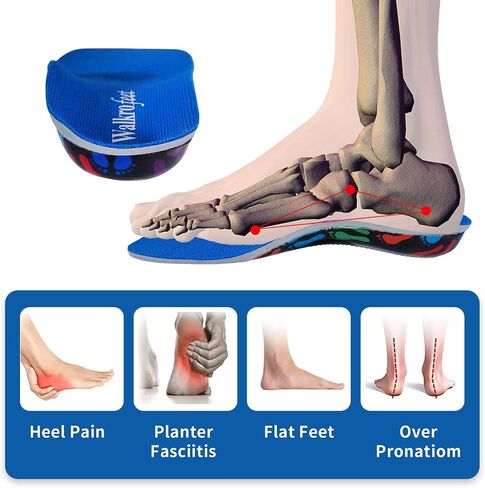 Kids Medium Arch Orthotics Low and Comfort Metatarsal Pad Inserts Relieve Plantar Fasciitis Foot Pains with Gel Heel Cushion in Kuwait