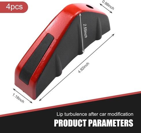 4 PCS Car Lower Bumper Lip Diffuser, 4.9" x 2.5" Spoiler Fin Protector, Vehicle Rear Splitter Lip Wing, Universal for Most Cars (Red & Black) in Saudi Arabia