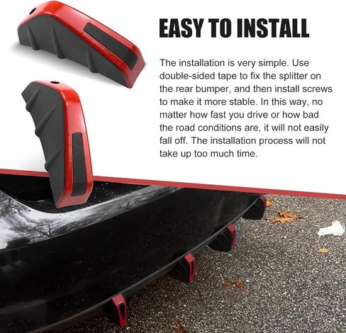 4 PCS Car Lower Bumper Lip Diffuser, 4.9" x 2.5" Spoiler Fin Protector, Vehicle Rear Splitter Lip Wing, Universal for Most Cars (Red & Black) in Saudi Arabia