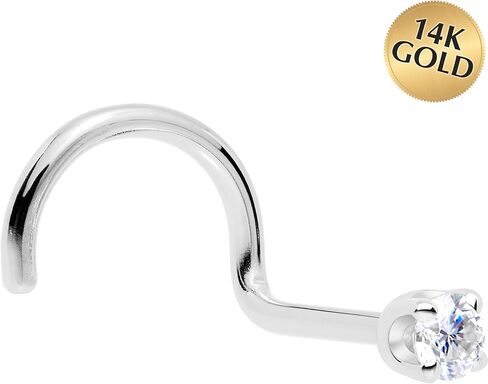 جسم حلوى 14K رنين الذهب الصلب أنف الأزرار - 2 مم مختبر الماس المزرعة التي أنشأتها MasterJeweler - الجانب الأيمن خاتم الأنف 18 مقياس 20 مقياسًا للحلقة الذهب الحقيقية للمجوهرات للنساء والرجال in Saudi Arabia