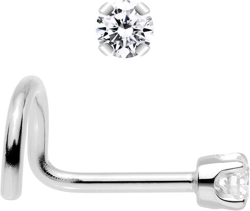 جسم حلوى 14K رنين الذهب الصلب أنف الأزرار - 2 مم مختبر الماس المزرعة التي أنشأتها MasterJeweler - الجانب الأيمن خاتم الأنف 18 مقياس 20 مقياسًا للحلقة الذهب الحقيقية للمجوهرات للنساء والرجال in Saudi Arabia