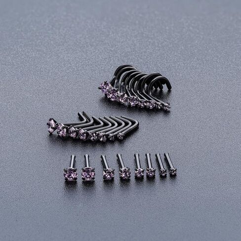 20G 18G حلقات الأنف ترصيع حلقات أنف من الفولاذ المقاوم للصدأ للنساء للنساء جولة تشيك ست أنف العظم L على شكل أنف أنف رات in Kuwait